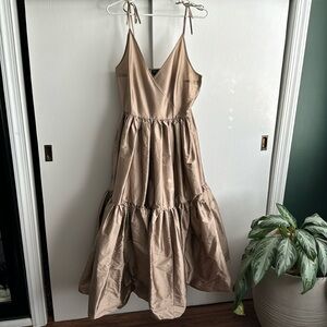 Anthropologie Bronze Bow Tie Ruffled Gown